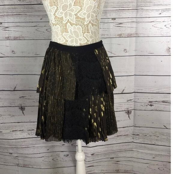 Anthropologie Soho Mini Skirt by Harlyn, pleated tiered in black size medium - Picture 5 of 12